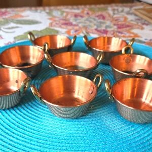 Copper & Brass Miniature Bowl/Tea Light Holders - Set of 8